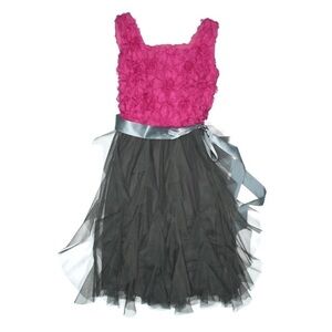 Rare Editions girly Floral Tulle Cocktail Party Dress pink  long 16